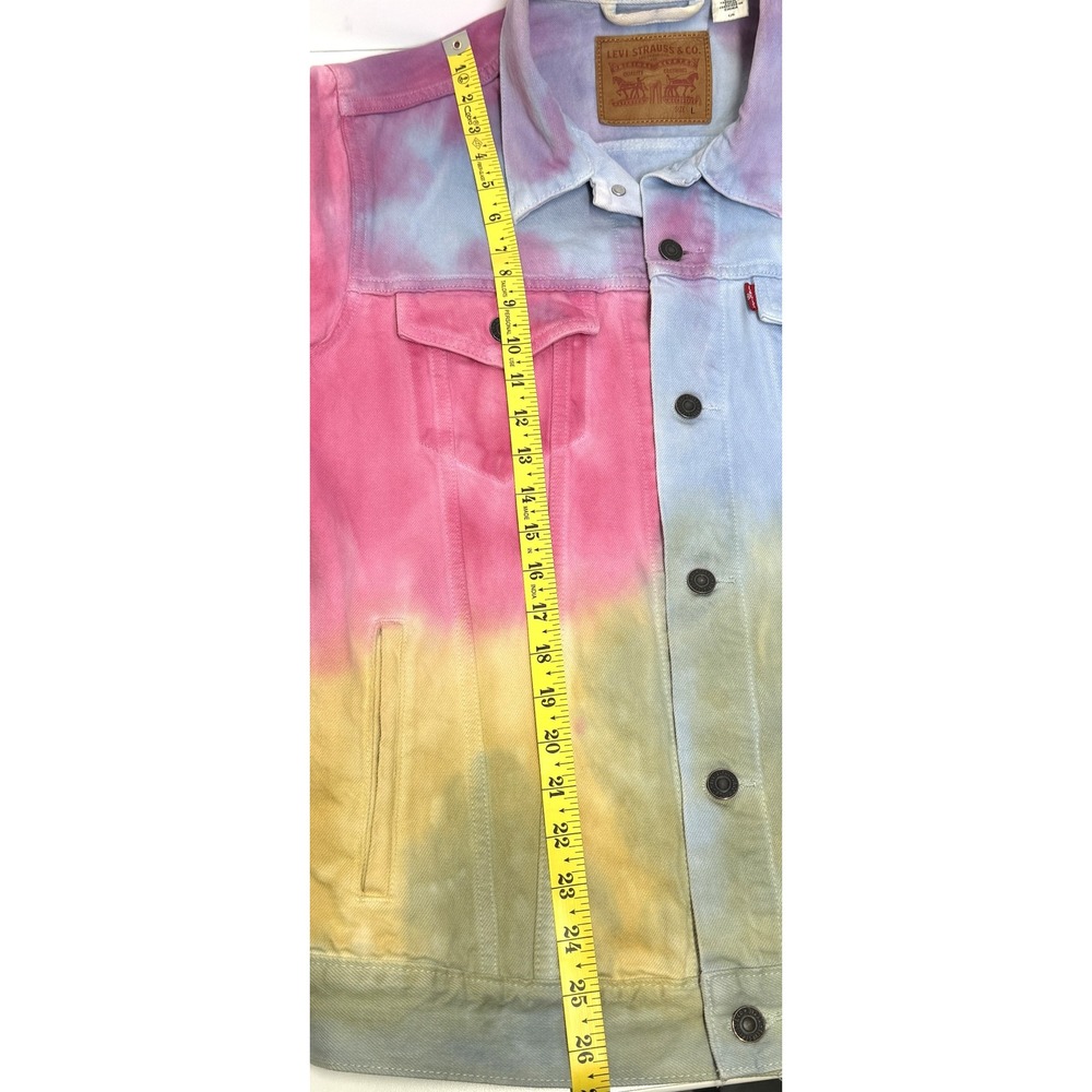 Levi's Men Tie Dye Trucker Jacket Pastel Denim Large L Dead Head Lover - Picture 6 of 11